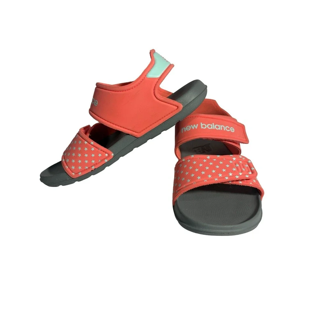 New Balance Kids' Adjustable Star Pattern Coral Sandals Sz 2‎